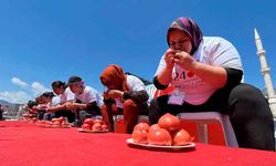 Antalya'da kadınlar domates yemek için yarıştı