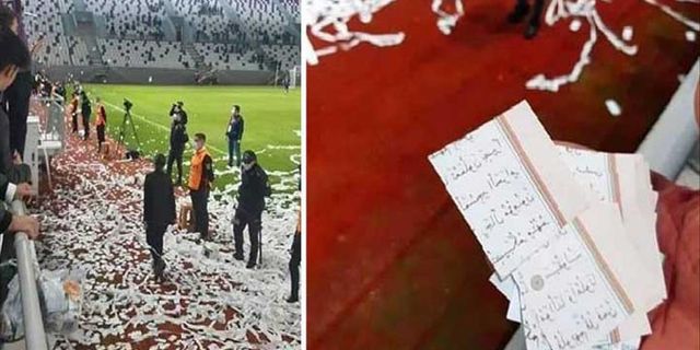 Stat açılışı maçında Kur'an sayfalarından konfeti atıldı
