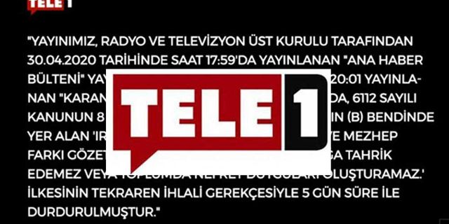 TELE1 ekranı 'Sultan rejimini eleştirdi'diye 5 gün süreyle karartıldı